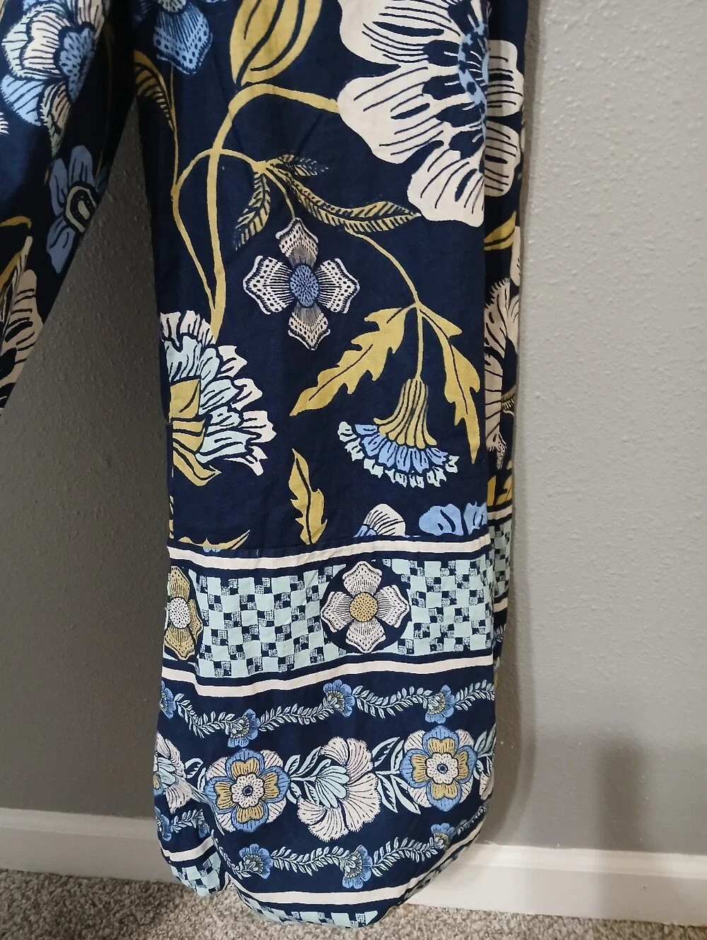Free People Navy Floral Wide-Leg‎ Smocked Jumpsuit